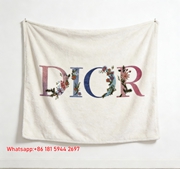 Dior Floral Letter Print Flannel Sofa Throw Blanket D374